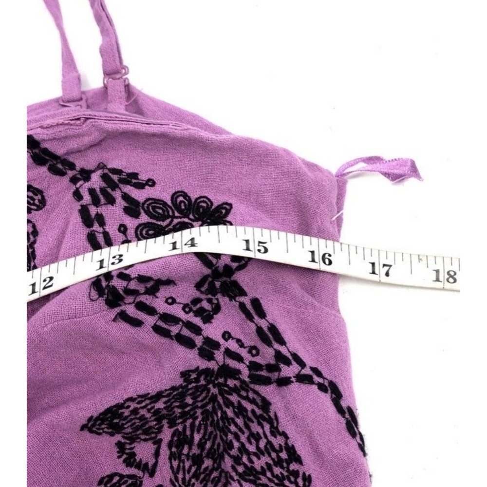Free People Purple Tan Embroidered Wide Leg Jumpsuit Boho Festival Sz S NWT - Picture 9 of 9